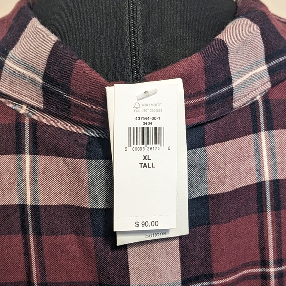 NWT Flannel Midi Shirtdress - Dark Cherry - Picture 7 of 7